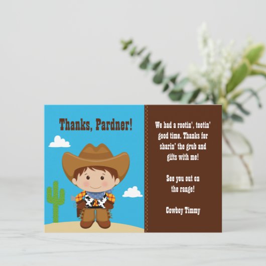 Cowboy Birthday Party Dank je kaart (Staand voorkant)