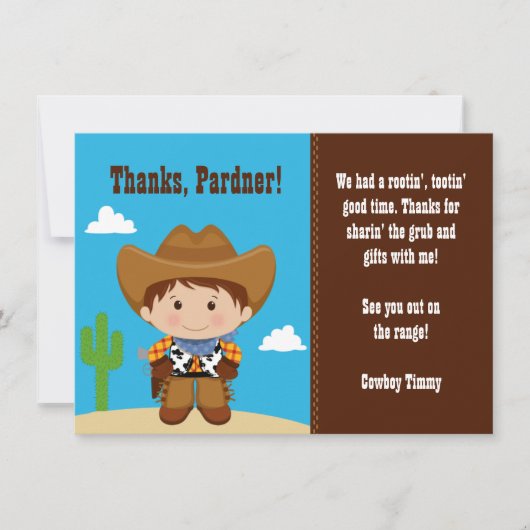 Cowboy Birthday Party Dank je kaart (Voorkant)