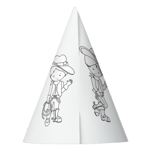 Cowboy Birthday Party - Kleur uw eigen partijgenoo Feesthoedjes (Achterkant)