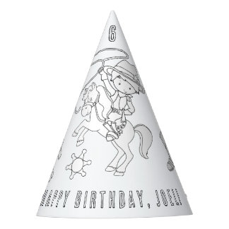 Cowboy Birthday Party - Kleur uw eigen partijgenoo Feesthoedjes