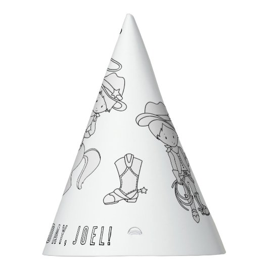 Cowboy Birthday Party - Kleur uw eigen partijgenoo Feesthoedjes (Rechts)