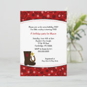 Cowboy Birthday Party Red Paisley boot hoefijzer Kaart (Staand voorkant)