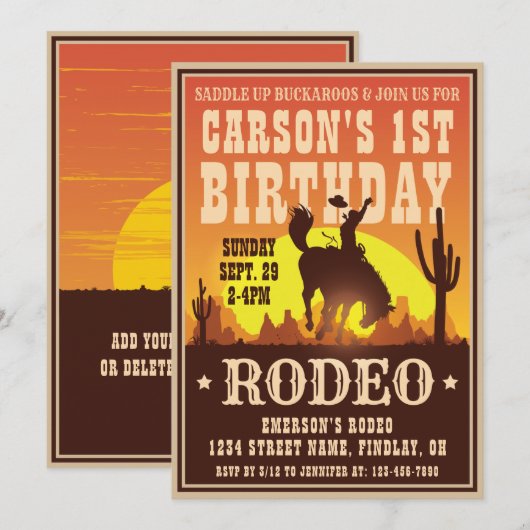Cowboy Birthday Rodeo Poster Party, elke leeftijd Kaart (Voorkant / Achterkant)