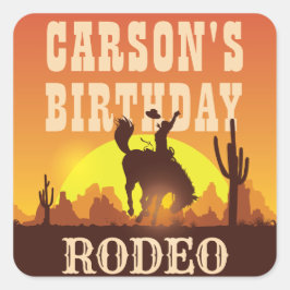 Cowboy Birthday Rodeo, Wild West, Happy Birthday Vierkante Sticker