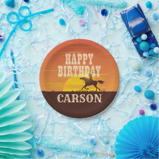 Cowboy Birthday Rodeo, Wild West, Happy jarig Papieren Bordje (Feest)