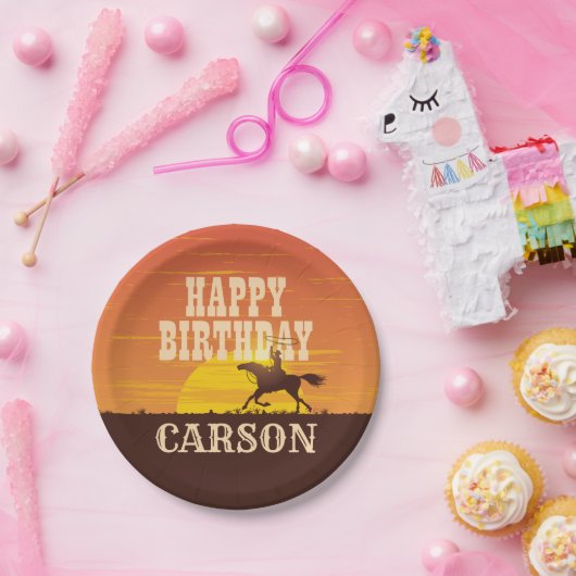 Cowboy Birthday Rodeo, Wild West, Happy jarig Papieren Bordje (Feest)