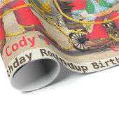 Cowboy Birthday Roundup Naam toevoegen Pet Chaps R Cadeaupapier (Rol Hoek)