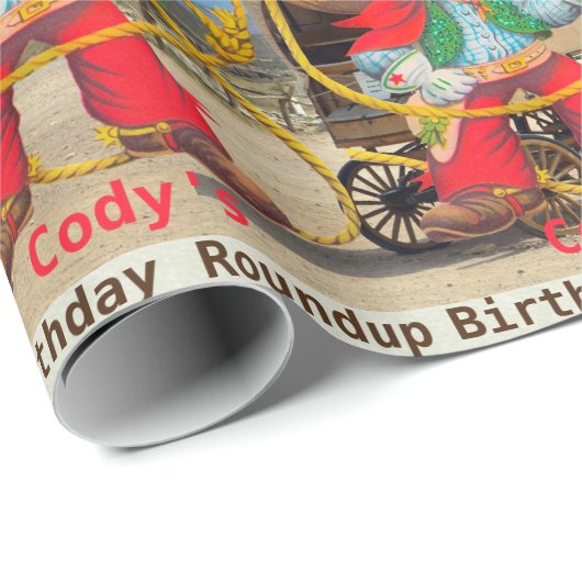 Cowboy Birthday Roundup Naam toevoegen Pet Chaps R Cadeaupapier (Rol Hoek)