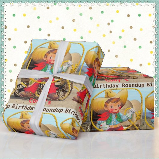 Cowboy Birthday Roundup Naam toevoegen Pet Chaps R Cadeaupapier