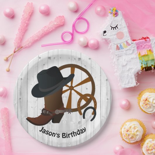 Cowboy Birthday Rustic Party Papieren Bordje (Feest)