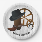 Cowboy Birthday Rustic Party Papieren Bordje (Voorkant)