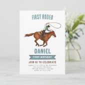 Cowboy Birthday Uitnodiging eerste Rodeo Uitnodigi (Staand voorkant)