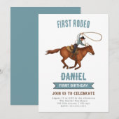 Cowboy Birthday Uitnodiging eerste Rodeo Uitnodigi (Voorkant / Achterkant)