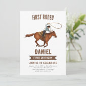 Cowboy Birthday Uitnodiging eerste Rodeo Uitnodigi (Staand voorkant)