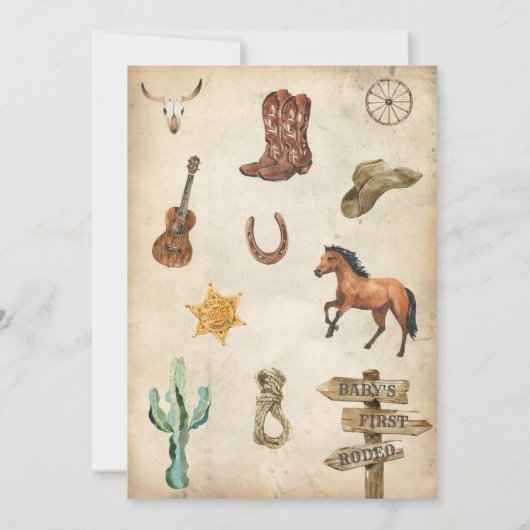 Cowboy Birthday Uitnodiging eerste Rodeo Uitnodigi (Achterkant)