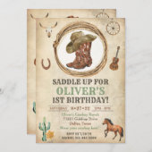 Cowboy Birthday Uitnodiging eerste Rodeo Uitnodigi (Voorkant / Achterkant)