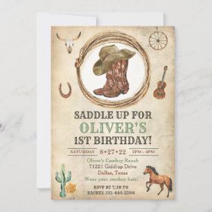 Cowboy Birthday Uitnodiging eerste Rodeo Uitnodigi