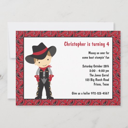 Cowboy Birthday-uitnodigingen Kaart (Voorkant)