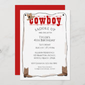 Cowboy Birthday-uitnodigingen Kaart (Voorkant / Achterkant)
