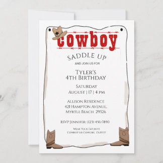 Cowboy Birthday-uitnodigingen Kaart