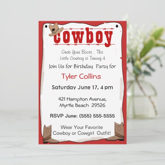 Cowboy Birthday-uitnodigingen Kaart (Staand voorkant)