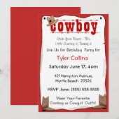 Cowboy Birthday-uitnodigingen Kaart (Voorkant / Achterkant)