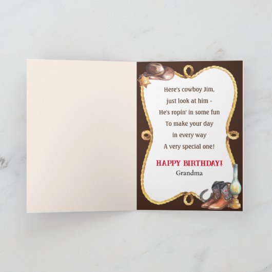 Cowboy Birthday Voeg pagina en noem aangepaste naa Kaart (Binnen)