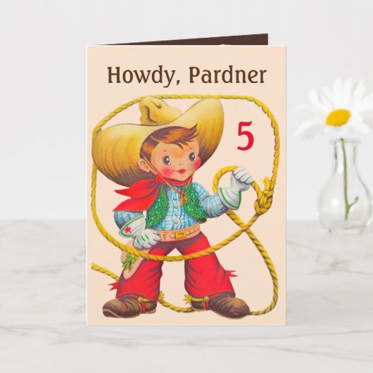 Cowboy Birthday Voeg pagina en noem aangepaste naa Kaart (Kleine Plant)