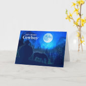 Cowboy Birthday Western Thleme Moonlit Mountains Kaart (Gele Bloem)