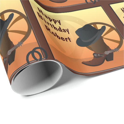 Cowboy Birthday Wrapping Paper Cadeaupapier (Rol Hoek)