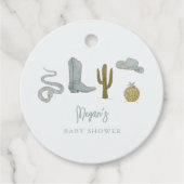 Cowboy blauw Baby shower Bedankjes Labels (Voorkant)