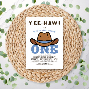 Cowboy Blauw Eerste Rodeo Eerste Verjaardag Kaart
