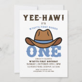 Cowboy Blauw Eerste Rodeo Eerste Verjaardag Kaart (Voorkant)