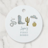 Cowboy Blauw Verjaardagsfeest 1e Rodeo Bedankjes Labels (Voorkant)