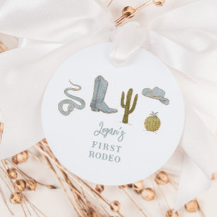 Cowboy Blauw Verjaardagsfeest 1e Rodeo Bedankjes Labels