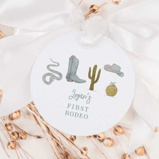 Cowboy Blauw Verjaardagsfeest 1e Rodeo Bedankjes Labels