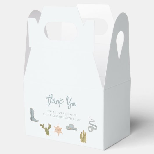 Cowboy Blauw Western Baby shower Bedankdoosjes (Geopend)