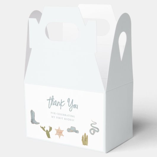 Cowboy Blauw Western Eerste Verjaardag Bedankdoosjes (Geopend)