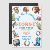 Cowboy Blauw Western Wild West Verjaardag Magnetische Uitnodiging (Voorkant / Achterkant)