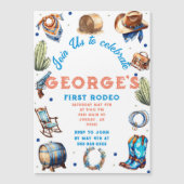 Cowboy Blauw Western Wild West Verjaardag Magnetische Uitnodiging (Voorkant)