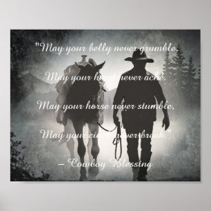 Cowboy Blessing Horse Silhouette Decoupage Print