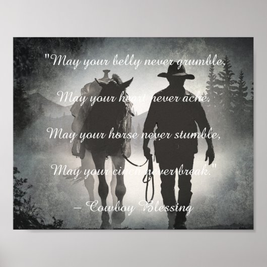 Cowboy Blessing Horse Silhouette Decoupage Print (Voorkant)
