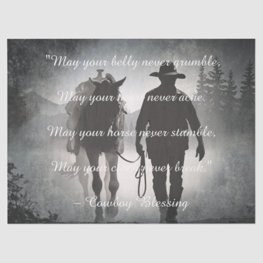 Cowboy Blessing Horse Silhouette Tissuepapier (Voorkant)