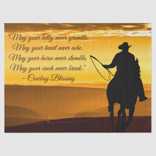 Cowboy Blessing Horse Silhouette Tissuepapier (Voorkant)