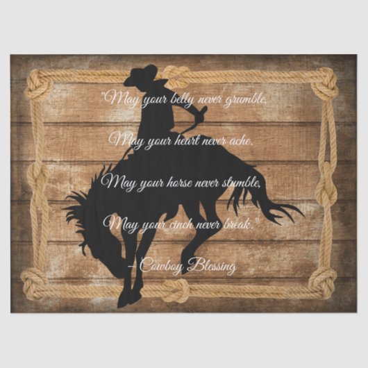 Cowboy Blessing Silhouette Bucking Bronco Horse Tissuepapier (Voorkant)