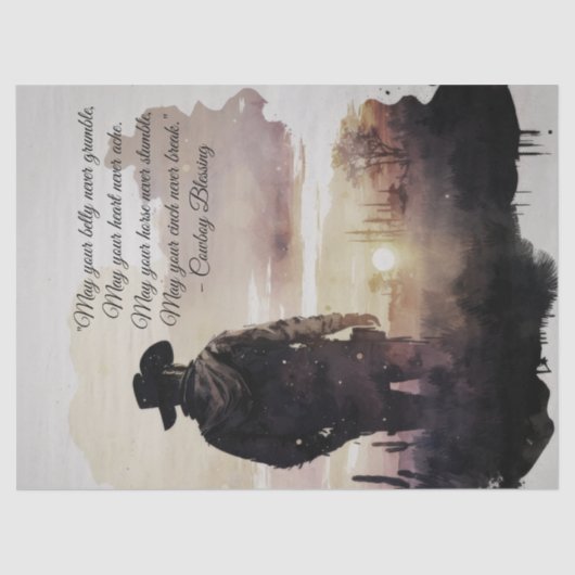 Cowboy Blessing Sunset Silhouette Tissuepapier (Voorkant)