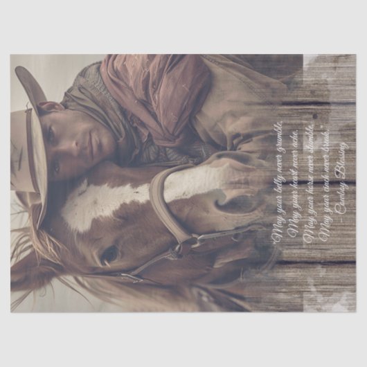 Cowboy Blessing Western Man Horse Tissuepapier (Voorkant)