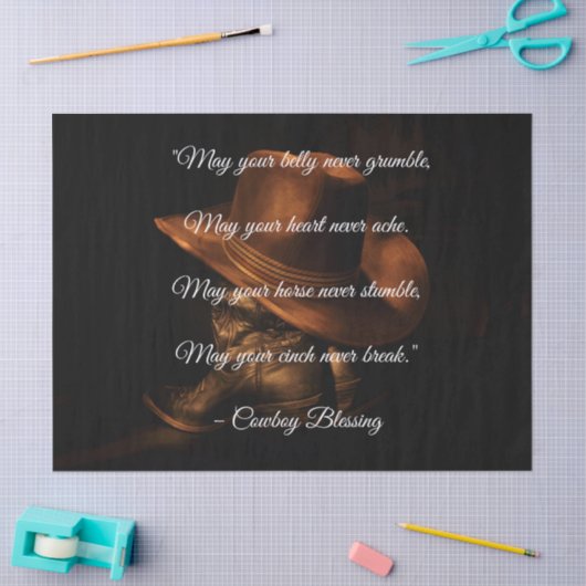 Cowboy Blessing Western Pet en Boots Tissuepapier (Craft)