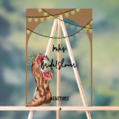 Cowboy bloemige bruidsfeest acryl bord (Neutraal)