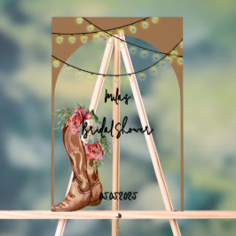 Cowboy bloemige bruidsfeest acryl bord